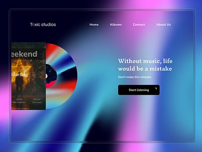 Toxic studios website modern design music ui web design