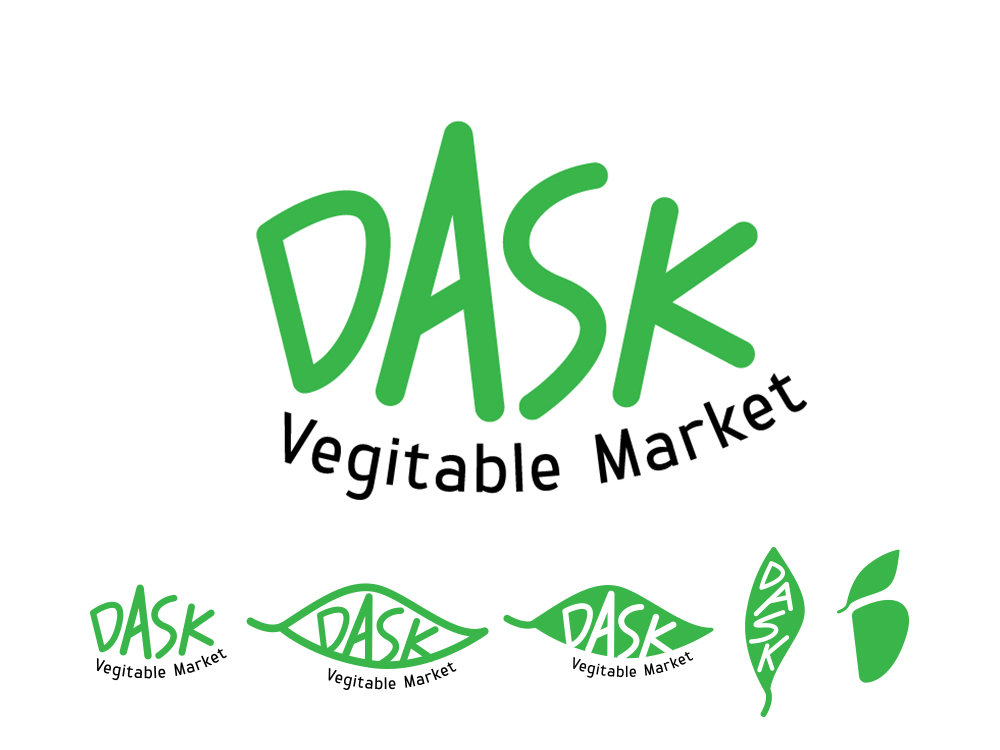 Dask Vegitable Market Lettering & Leaf Abstract Unused Logo a logo design branding flat bradning food logo green lettering logo green logo hand lettering leaf branding leaf logo lettering logo minimal branding restaurant logo shop branding logo shop lettering logo shop logo vegitable market logo