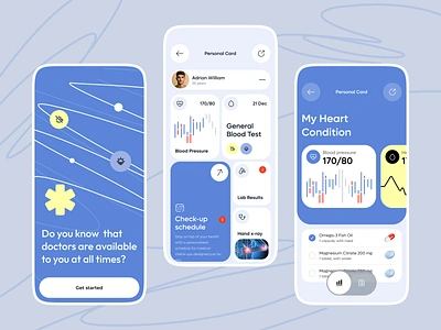 Personal Health Tracker – UI Concept app design biotech clinic doctor health health tracking healthcare healthtech hospital medical care medical tracking app medicine mobile app mobile design mobile ui online medicine