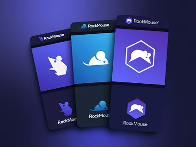 1 Brief 3 Concepts for RockMouse ai animal blue branding concepts gradient logo mobile modern mouse phone presentation purple rat rock rodent saas teal tech three