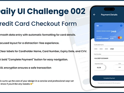 Challenge 002: Credit Card Checkout Form Design | Daily UI Chall autoformatting checkoutdesign cleanui creditcardform dailyui formdesign minimaldesign mobiledesign paymentgateway responsivedesign securepayment uichallenge uiux uxdesign webdesign