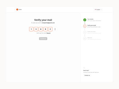Daily UI #023 - Onboarding challenge code daily dailyui desktop onboarding platform step by step stepper ui verification verify your mail