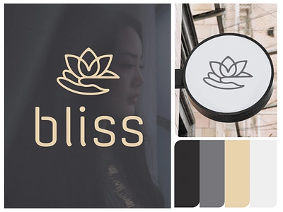 Visual Identity Design - bliss yoga beauty branding brandmark feminine flower hand health identity identity design identity system lettering logo logo design lotus minimalist natural signage typography wellness yoga