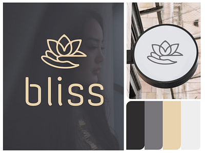 Visual Identity Design - bliss yoga beauty branding brandmark feminine flower hand health identity identity design identity system lettering logo logo design lotus minimalist natural signage typography wellness yoga