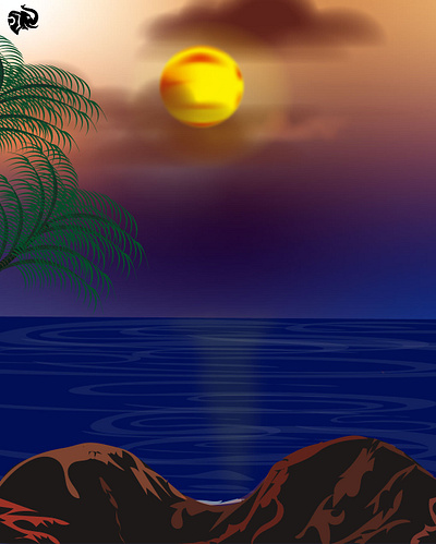 SUNSET 2 2d flat art adobe illustrator digital art digital illustration environment art illustration landscape illustration nature art portrait art seascape art sunset art