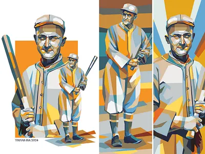 Ty Cobb baseball baseballplayer colorful fanart illustration inspirational legendary player portrait sport sportsplayer ty cobb yellow
