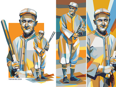 Ty Cobb baseball baseballplayer colorful fanart illustration inspirational legendary player portrait sport sportsplayer ty cobb yellow