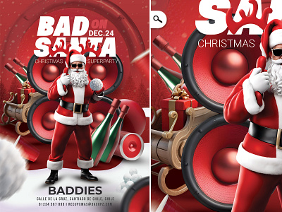 Bad Santa Christmas Super Party Flyer dj flyer promotional seasonal skid