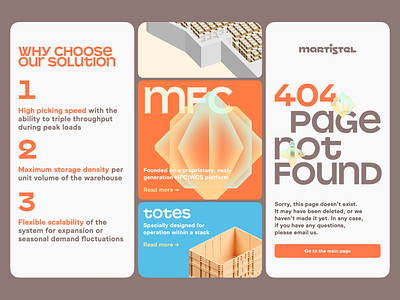 Mobile landing page for Martistel, warehouse automation startup design madebymad newcase site ui ux web website