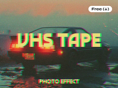 Vintage VHS Tape Photo Effect anaglyph crt distortion download effect free freebie glitch lcd led matrix photo photoshop pixelbuddha psd retro screen tape template vhs