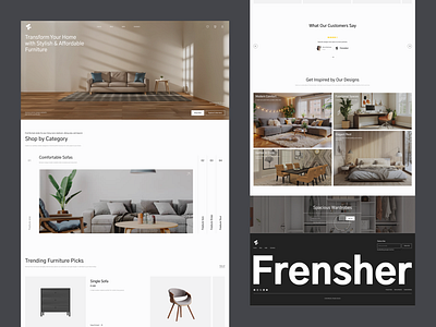 "Frensher" Furniture E-Commerce Website Design alif app commerce cta design e commerce footer furniture gallary hero layout modern simple site ui ui ux design ux web web design wireframe