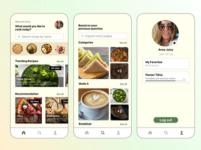 Recipe App Design aesthetic aethetic branding cooking design grap indian mobile ui ux