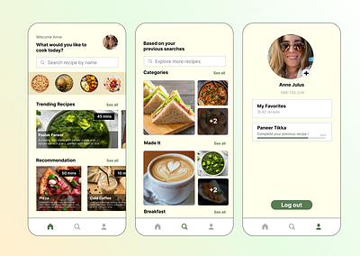 Recipe App Design aesthetic aethetic branding cooking design grap indian mobile ui ux