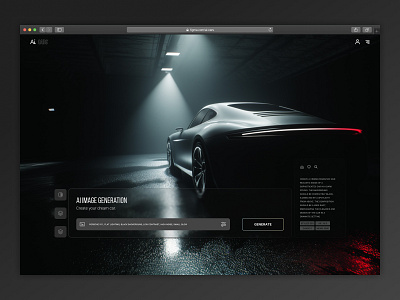 AI Car Generator: A Tool for All Car Enthusiasts ai ai car generator automotivedesign car dark design digitaldesign figma innovation logo midjourney porsche tool ui userinterface ux webapp