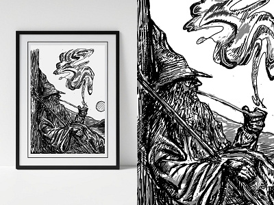 Black Friday Deal | LOTR Art Print Downloads art artwork digital drawing earth gandalf hat illustration lord of the rings lotr middle nomad pipe print prints robe sale series smoke wizard