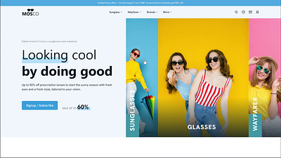 E-commerce landing page animation branding e commerce frame landing page logo minimal sunglass sunglasses ui user experience user interface