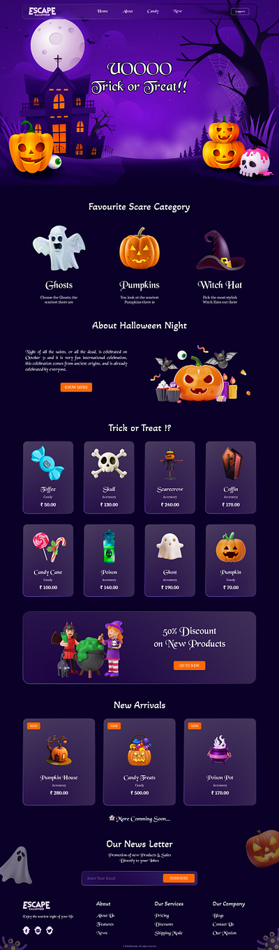 Halloween Web Design design figma graphic design halloween horror scary ui uiux design web design website