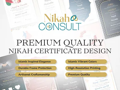 Premium Quality Framed Nikah Certificate Bun-02 halaldizworld print ready islamic design rizwansdesignkit