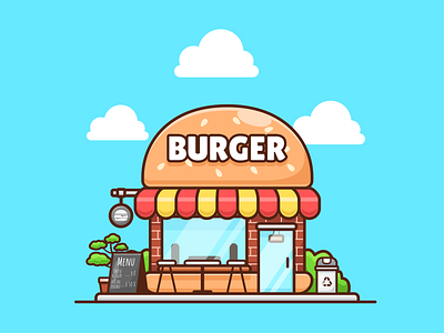 Random Building🏠🏕️ architecture branding building burger camp cartoon doodle exterior design flat food shop forest house icon illustration interior logo office shop