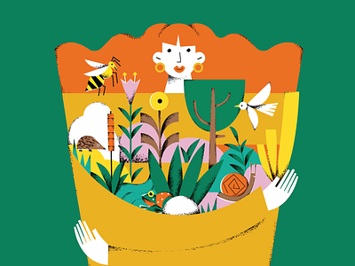 Scouts UK - Become a Green Champion animals character design earth earth day editorial environment flowers illustration illustrator magdaazab nature women