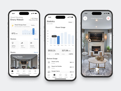 Smart Home Mobile App Design app ar chart clean design fireart list ui ux