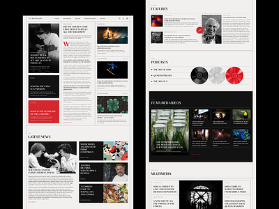 Web & Brand Design: Science Magazine article blog collage design editorial home page interface journal landing page magazine news physics post red science ui ux web website writers