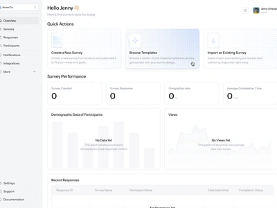 Survey Dashboard app design dashboard design designer empty state figma freelance illustration product design saas ui uiux uiux design user experience user interface ux uxui web app web application web design