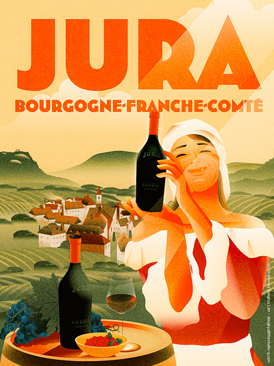 JURA Wine art deco france illustration jura landscape scenery wine