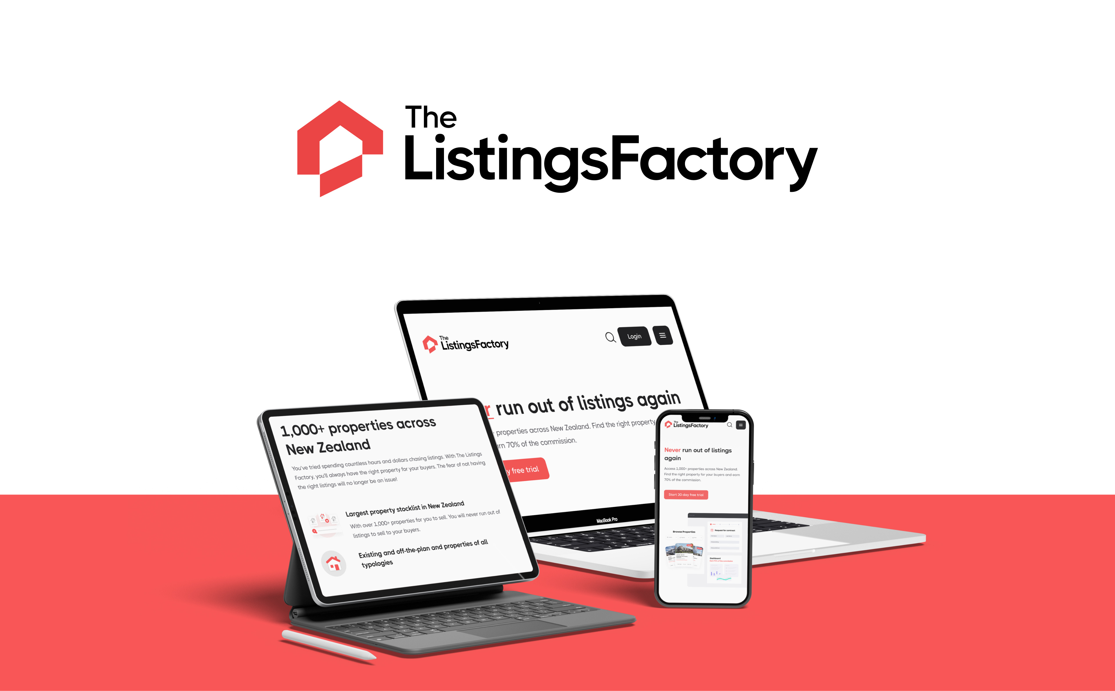 The Listing Factory UI-UX branding casestudy design logo logotype realestate redesign responsive uiux visualidentity