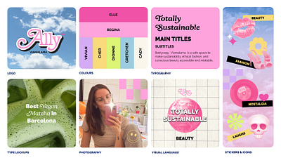 Ally Viamalama Brand Board Personal Brand bento grid brand bento brand board branding influencer logo personal branding retro futuristic sustainability