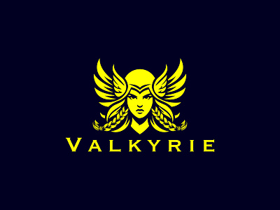 Valkyrie Logo angel armor frame gladiator hair helmet logotype medieval soldier ui ux valkyrie valkyrie branded vector viking warrior wing woman