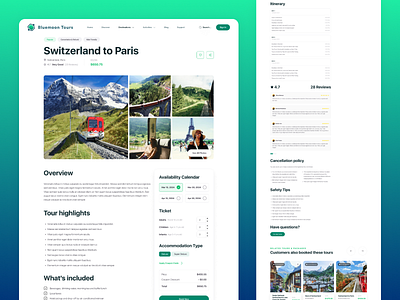 Bluemoon Tours - Travel Detail Page travel destination page travel detail page travel inner page travel website ui ui design user interface website ui