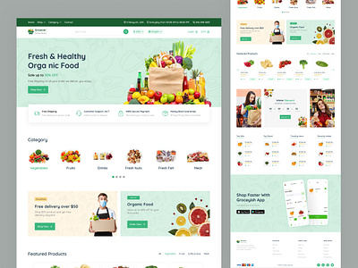 Grocery Website UI Design animation delivery design e commerce ecommerce ecommerce design food tech landing page grocery grocery app grocery delivery grocery delivery landing page grocery shopping landing page mcommerce online grocery website online shopping online shopping landing page shop shopping website