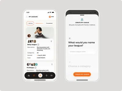 Fitness and Wellness startup - App design app design create group creating challenge creative form fill information filling form fitness app group challenge habit app ios app ios tabs minimal fitness app mobile modal mobile popup mobile tabs public challenge questionnaire sticky menu sticky mobile menu team challenge