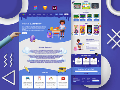 Club Baby EDU - Kids Education Website children website e learning website education website kids education website kids landing page kids website online school website