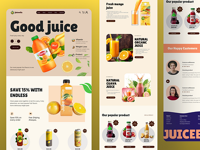 Juice Brand Website Design – Vibrant, Healthy beverage branding drinks brand figma design figma template food brand food website design fresh food juice brand juice website design landing page design product website design ui design uiux design website ui