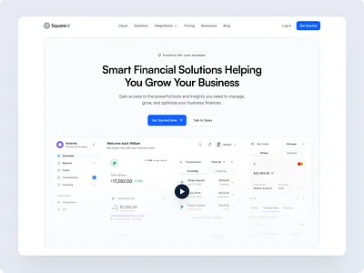 Hero Section Finance & Banking - SquareUi design system figma header hero landing page product design section ui ux web design