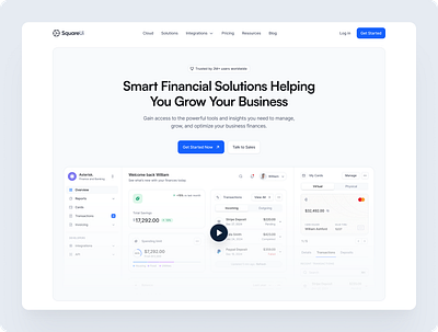 Hero Section Finance & Banking - SquareUi design system figma header hero landing page product design section ui ux web design