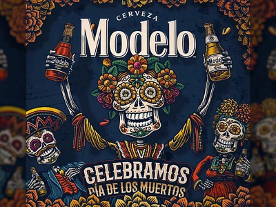 Modelo Dia De Los Muertos animation branding illustration skull