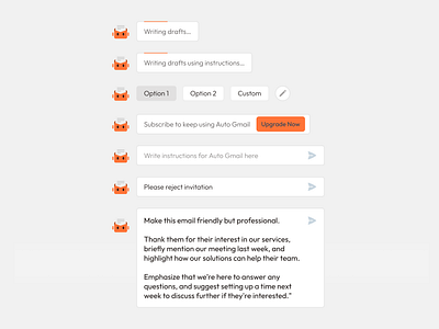 AI Email Widget app chrome extension design light orange product design ui web widget