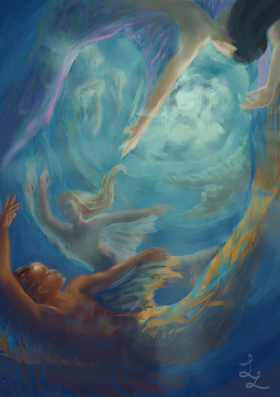 The Dance digital art fantasy illustration mermaids ocean