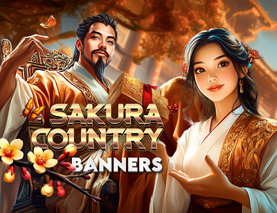 Casino banners (Sakura Country)🌸 art banner banners casino banner casino game casino online characters design game graphic design ui