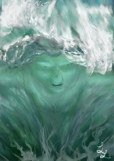 The Wave digital art fantasy horror illustration ocean painting sea wave