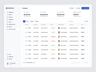 EHR - Billing & Payments Page billing billing page clinic clinic design dashboard design design ehr web app ehrdesign healthcare invoice payment report sass sass design ui ui design web web app web app design web app ui