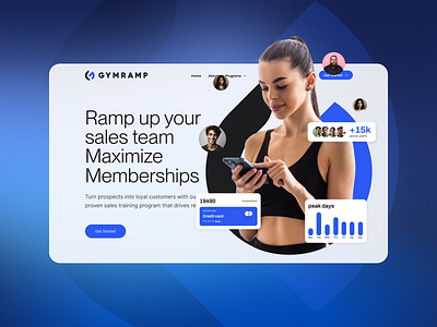 Website for a Sales Training Platform - GymRamp blue business course design education fitness framer gym landing page mentor modern sport ui ux webdesign workshop