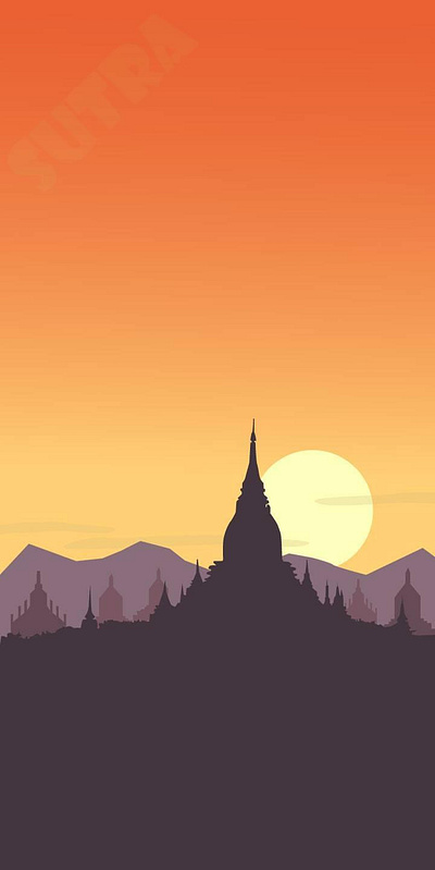 An evening in Pagan, Myanmar design graphic design illustration vector