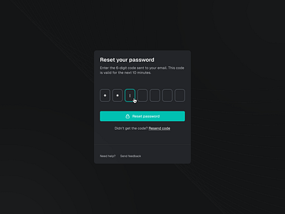 OTP Verification 0auth 6 digits code authentication authentication app button dark dark mode darkmode figma input minimal modern otp verification password product design reset password security ui ux web design