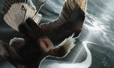 Overwhelmed digital art fantasy harpy illustration painting