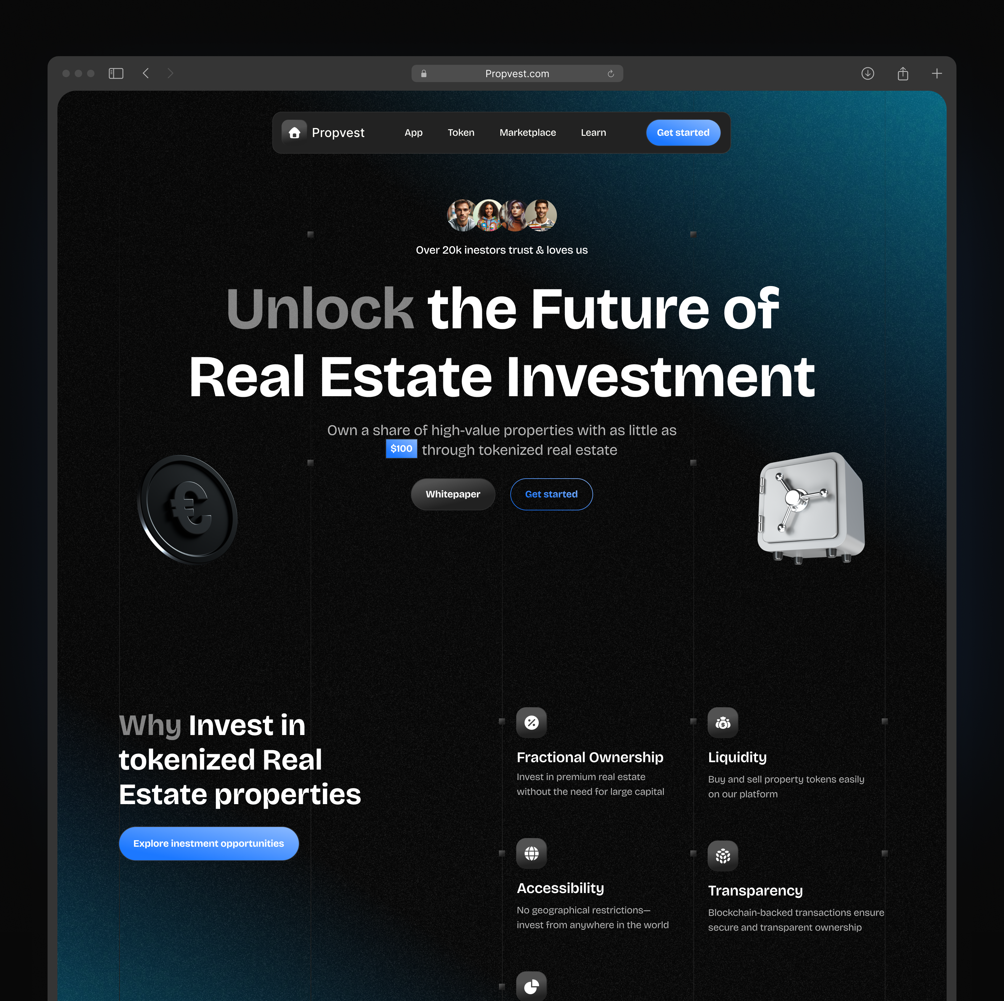 Propvest - Real World Asset Investment blockchain crypto landing page realworldassets rwa web 3