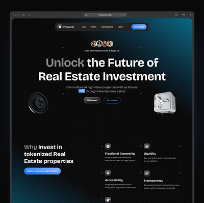 Propvest - Real World Asset Investment blockchain crypto landing page realworldassets rwa web 3